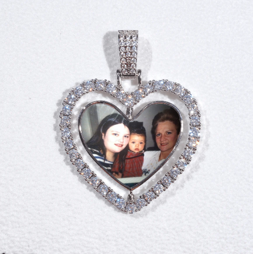 3D Spinning 2-Faced Heart Custom Picture Pendant