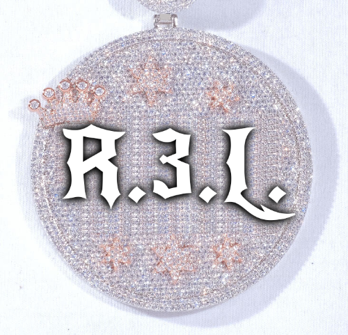 CUSTOM LETTER NECKLACE 3D BIG CROWN DISC