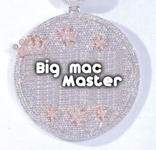 CUSTOM LETTER NECKLACE 3D BIG CROWN DISC