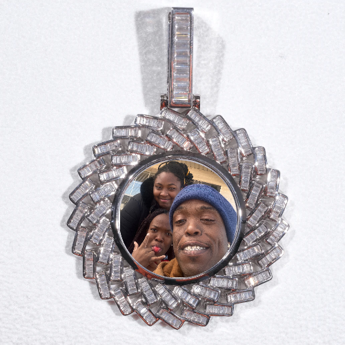 Large 3D Baguette Custom Picture Pendant