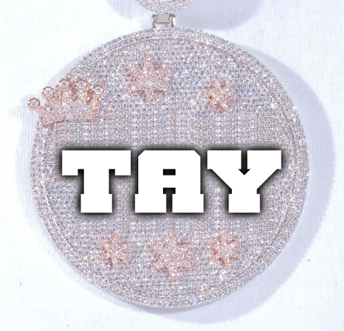 CUSTOM LETTER NECKLACE 3D BIG CROWN DISC