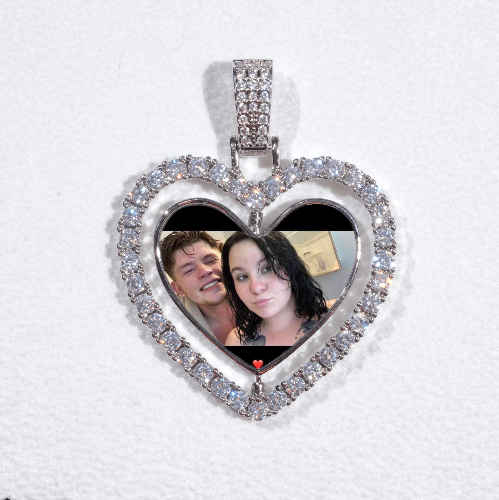 3D Spinning 2-Faced Heart Custom Picture Pendant