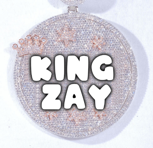 CUSTOM LETTER NECKLACE 3D BIG CROWN DISC