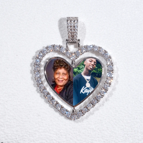 3D Spinning 2-Faced Heart Custom Picture Pendant