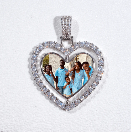 3D Spinning 2-Faced Heart Custom Picture Pendant