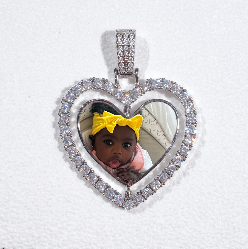 3D Spinning 2-Faced Heart Custom Picture Pendant