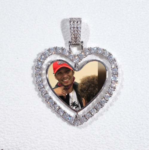 3D Spinning 2-Faced Heart Custom Picture Pendant