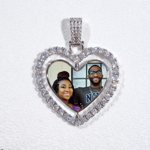 3D Spinning 2-Faced Heart Custom Picture Pendant