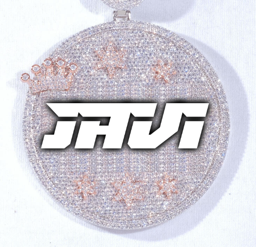 CUSTOM LETTER NECKLACE 3D BIG CROWN DISC