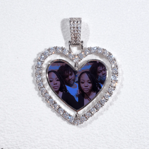 3D Spinning 2-Faced Heart Custom Picture Pendant