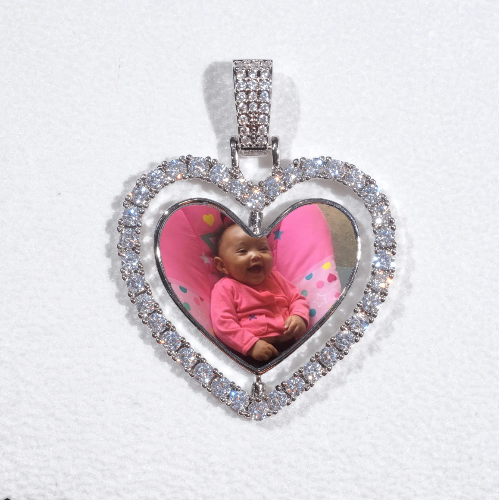 3D Spinning 2-Faced Heart Custom Picture Pendant