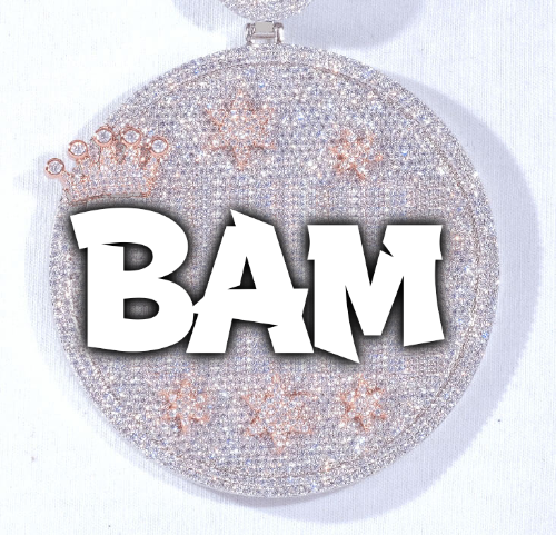 CUSTOM LETTER NECKLACE 3D BIG CROWN DISC