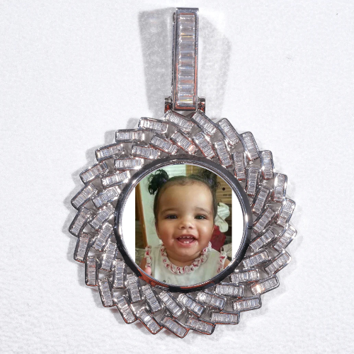 Large 3D Baguette Custom Picture Pendant