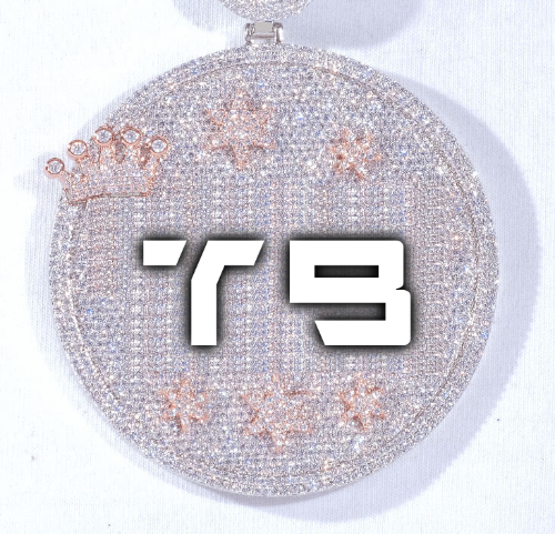 CUSTOM LETTER NECKLACE 3D BIG CROWN DISC