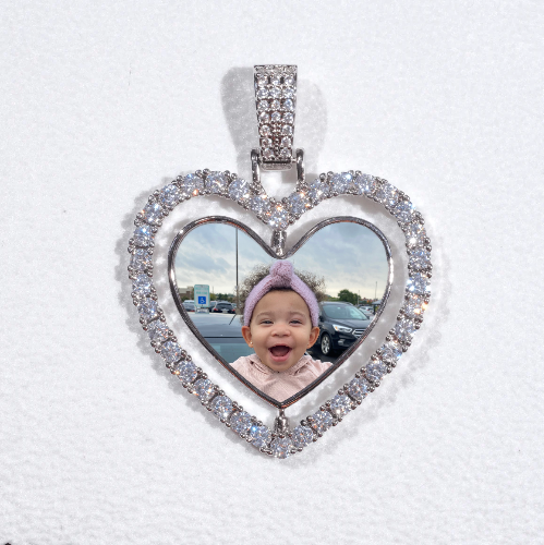 3D Spinning 2-Faced Heart Custom Picture Pendant