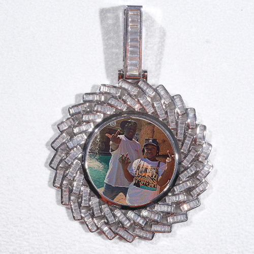 Large 3D Baguette Custom Picture Pendant