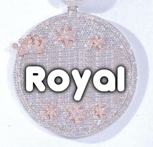 CUSTOM LETTER NECKLACE 3D BIG CROWN DISC