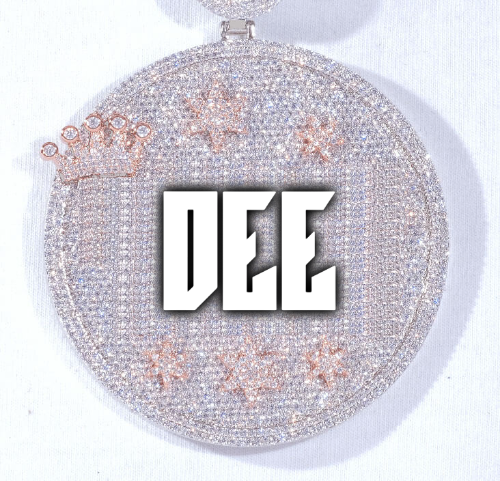 CUSTOM LETTER NECKLACE 3D BIG CROWN DISC