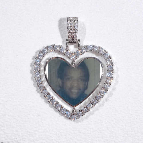 3D Spinning 2-Faced Heart Custom Picture Pendant