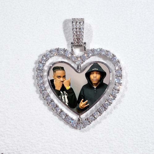 3D Spinning 2-Faced Heart Custom Picture Pendant