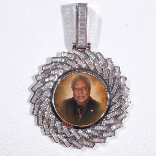 Large 3D Baguette Custom Picture Pendant