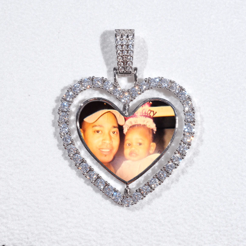 3D Spinning 2-Faced Heart Custom Picture Pendant