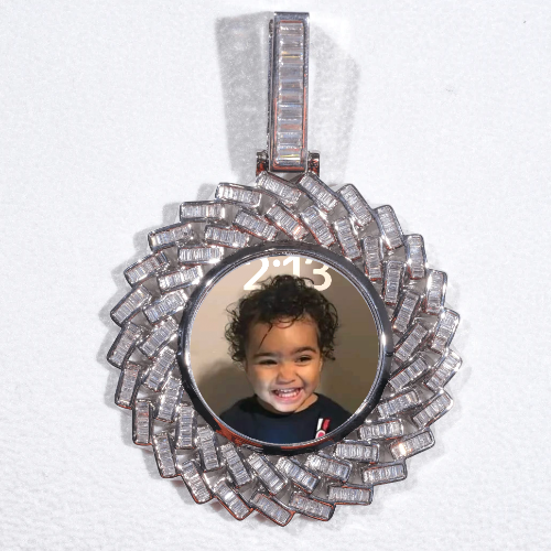Large 3D Baguette Custom Picture Pendant