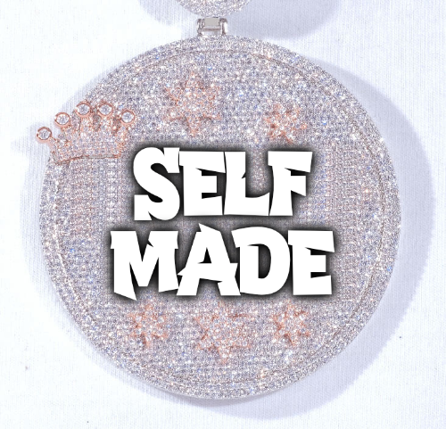 CUSTOM LETTER NECKLACE 3D BIG CROWN DISC