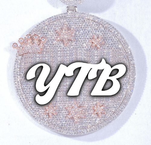 CUSTOM LETTER NECKLACE 3D BIG CROWN DISC