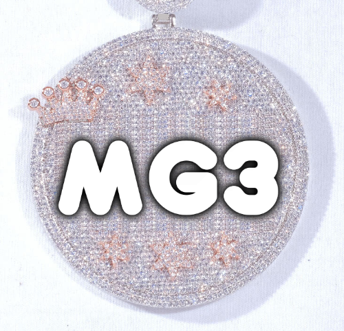 CUSTOM LETTER NECKLACE 3D BIG CROWN DISC