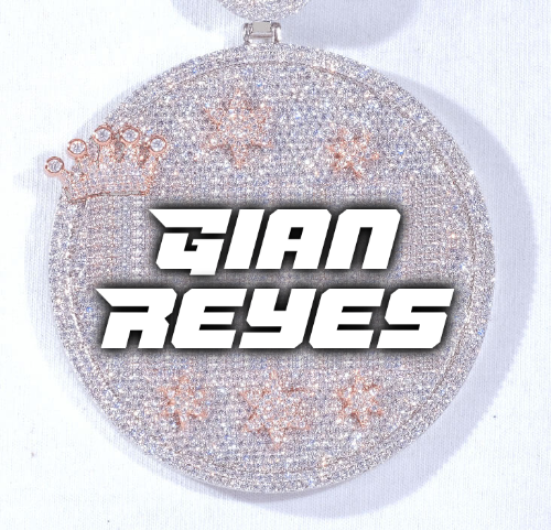 CUSTOM LETTER NECKLACE 3D BIG CROWN DISC