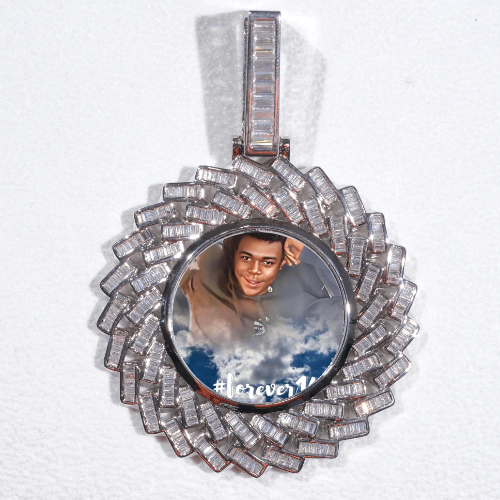 Large 3D Baguette Custom Picture Pendant