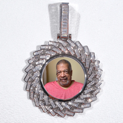 Large 3D Baguette Custom Picture Pendant
