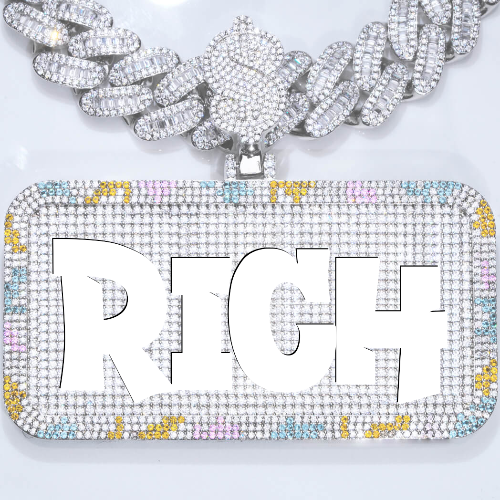 CUSTOM LETTER NECKLACE 3D COLORFUL SQUARE