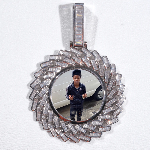 Large 3D Baguette Custom Picture Pendant