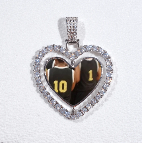 3D Spinning 2-Faced Heart Custom Picture Pendant