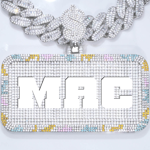 CUSTOM LETTER NECKLACE 3D COLORFUL SQUARE