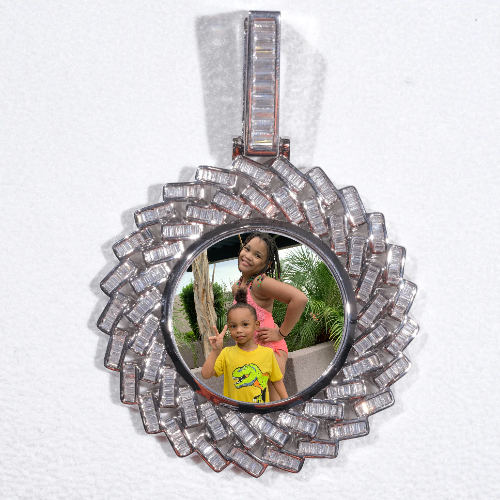 Large 3D Baguette Custom Picture Pendant