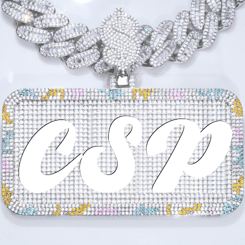 CUSTOM LETTER NECKLACE 3D COLORFUL SQUARE