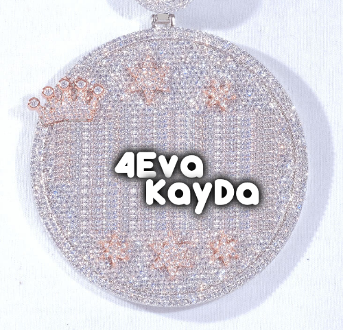 CUSTOM LETTER NECKLACE 3D BIG CROWN DISC