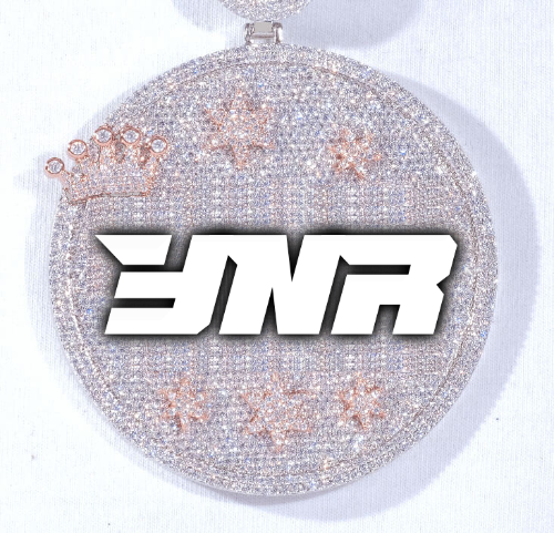 CUSTOM LETTER NECKLACE 3D BIG CROWN DISC