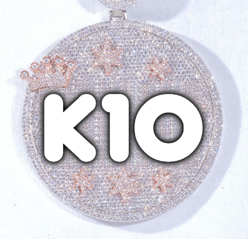 CUSTOM LETTER NECKLACE 3D BIG CROWN DISC