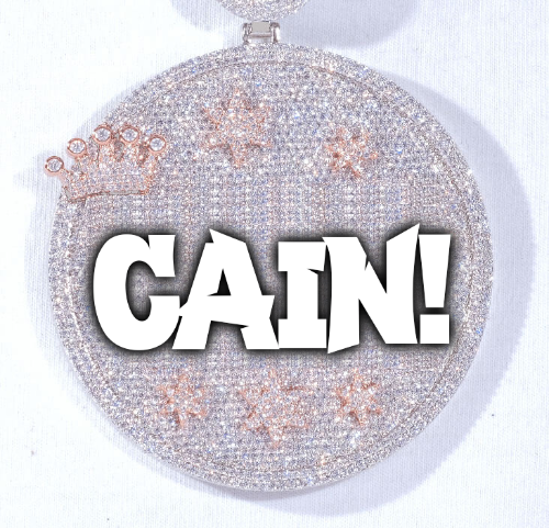 CUSTOM LETTER NECKLACE 3D BIG CROWN DISC