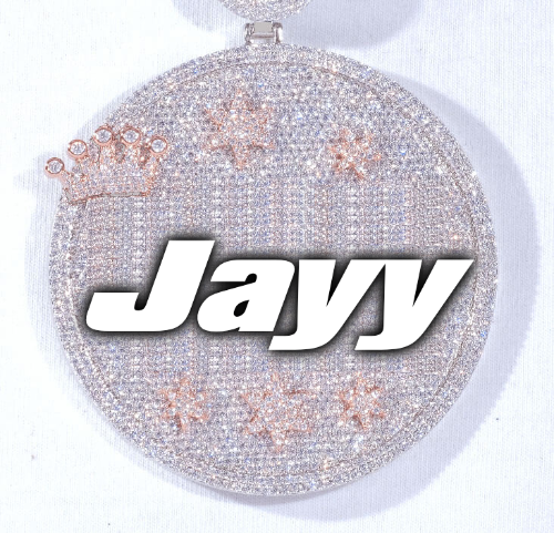 CUSTOM LETTER NECKLACE 3D BIG CROWN DISC