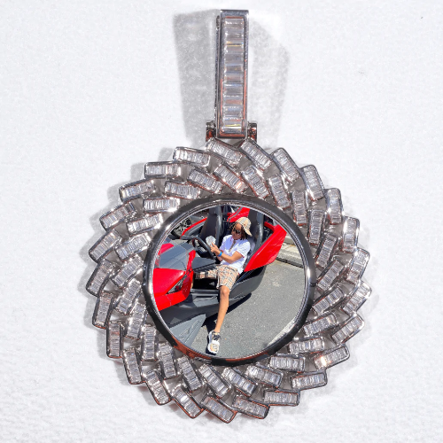 Large 3D Baguette Custom Picture Pendant