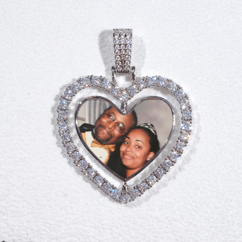 3D Spinning 2-Faced Heart Custom Picture Pendant
