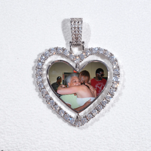 3D Spinning 2-Faced Heart Custom Picture Pendant
