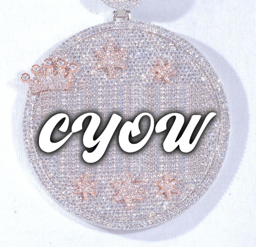CUSTOM LETTER NECKLACE 3D BIG CROWN DISC