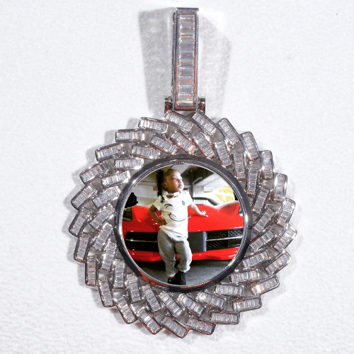 Large 3D Baguette Custom Picture Pendant
