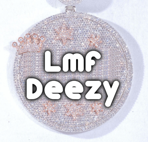 CUSTOM LETTER NECKLACE 3D BIG CROWN DISC